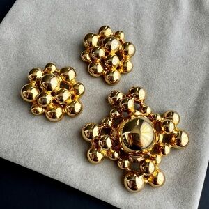 Gem-Craft Gold Bubble Brooch Set